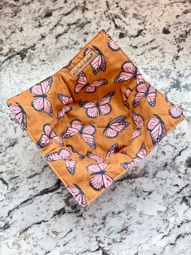 Pink Butterflies on Brown Bowl Cozy