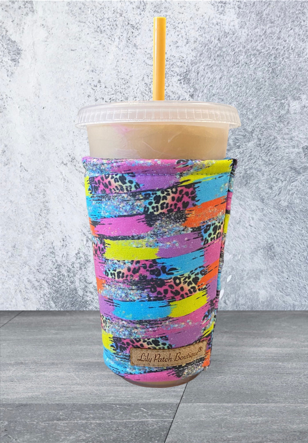 Rainbow Leopard with Paint Strokes Cup Cozy // Coffee Cozy