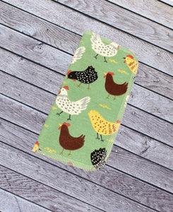 Chickens on Green Cloth Napkins