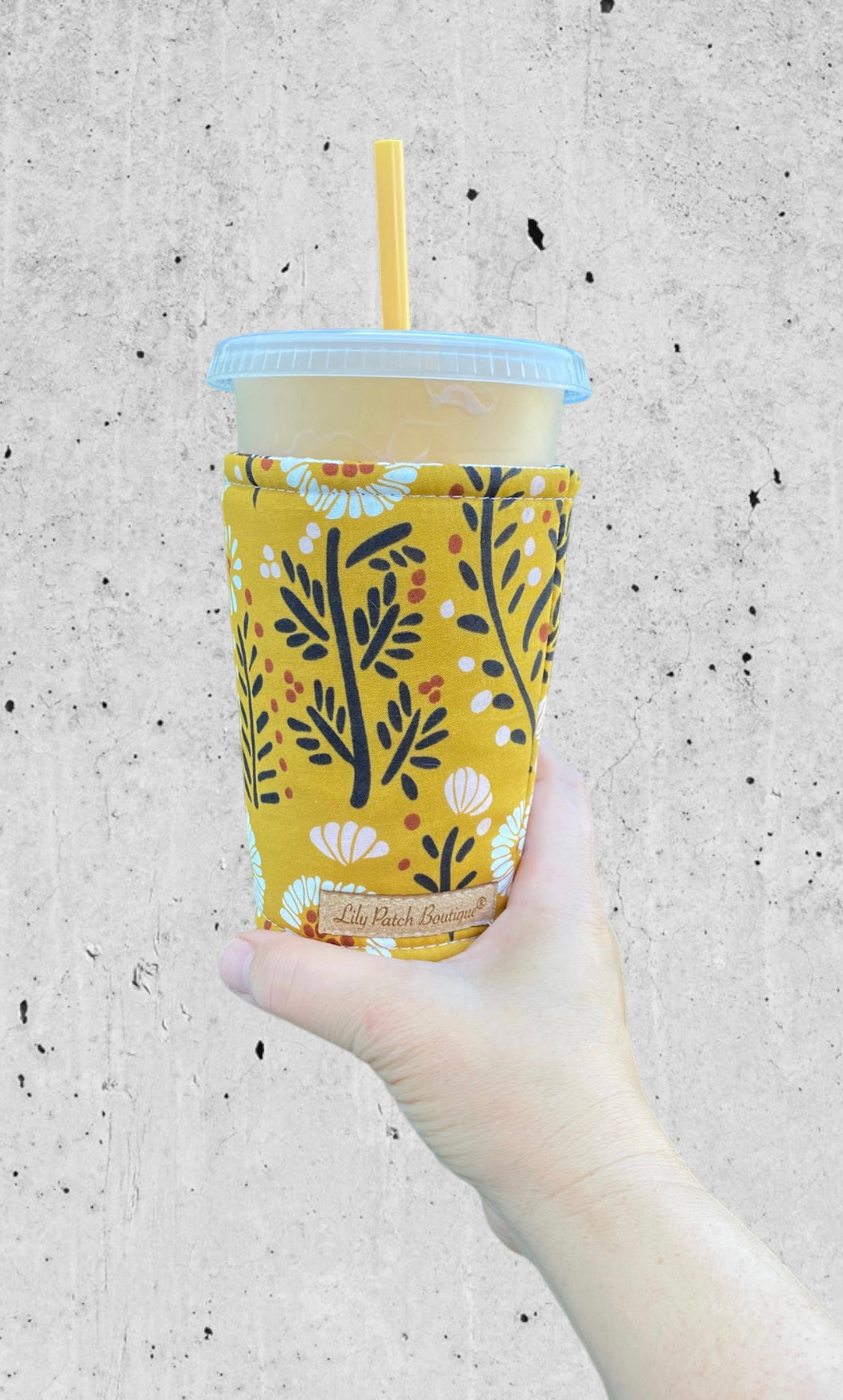 Florals on Gold Cozy // Coffee Cozy