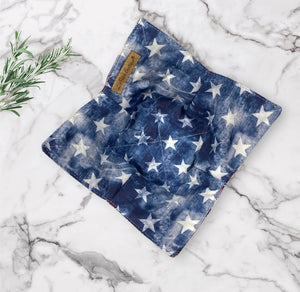 Distressed White Stars on Blue  Bowl Cozy