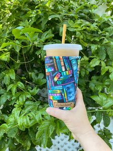Watercolor Books Coffee Cozy // Cup Cozy