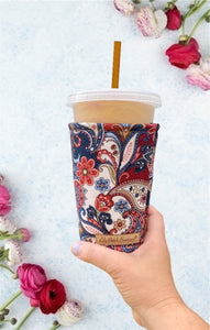 Red, White and Blue Vintage Paisley Cup Cozy / Coffee Cozy