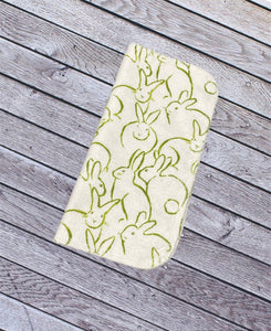 Green Rabbit Outlines on White Paperless Paper Towels
