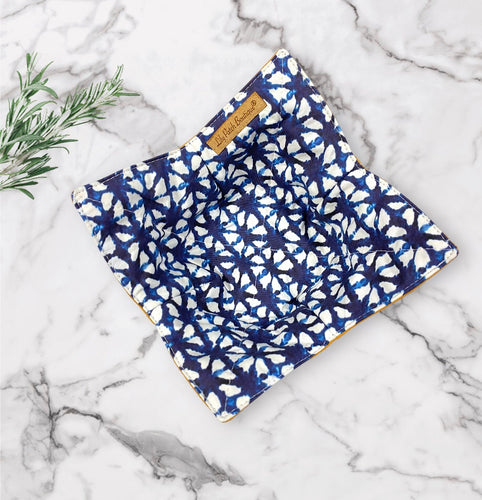 Navy and White Tie Dye Bowl Cozy