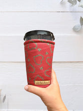 Leopard Hearts on Red Coffee Cozy