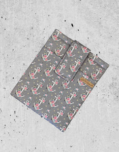 Floral Anchors on Grey Booksleeve // Tech Sleeve