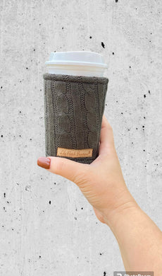 Dark Olive Green Cable Knit Cozy // Coffee Cozy