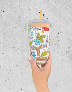Maine on White Cozy // Coffee Cozy