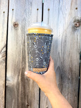 Halloween Dancing  Skeletons on Grey Coffee Cozy
