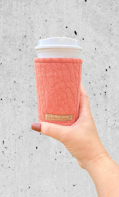 Peach Cable Knit Cozy // Coffee Cozy