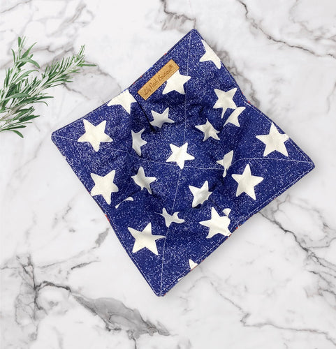 White Stars on Blue  Bowl Cozy