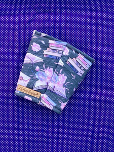 Purple Books and Florals on Black Cup Cozy / Coffee Cozy