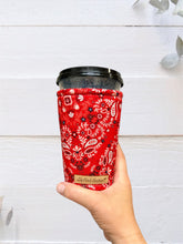 Red and White Floral Bandana Coffee Cozy