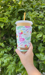 Pool Floats on White Coffee Cozy // Cup Cozy