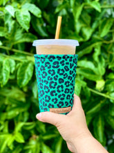 Green leopard Coffee Cozy // Cup Cozy