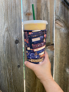PRE-ORDER Fall Books and Flowers  Insulated  Coffee Cozy / Cup Sleeve