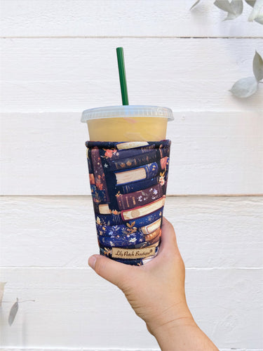 PRE-ORDER Fall Books and Flowers  Insulated  Coffee Cozy / Cup Sleeve