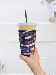 PRE-ORDER Fall Books and Flowers  Insulated  Coffee Cozy / Cup Sleeve