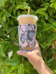 Orchids on Pink Coffee Cozy // Cup Cozy