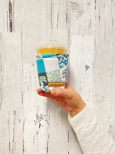 Blue Mama Bear Patchwork Cozy // Coffee Cozy