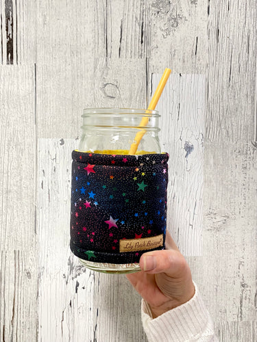 Ombré Stars on Black Coffee Cozy