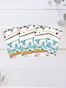 Pink and Teal Boho Florals with Stripes Insulated Cup Cozy / Coffee Cozy