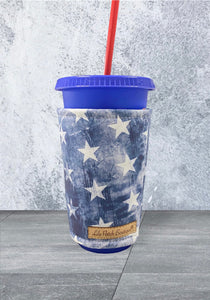 Distressed Stars on Blue Cup Cozy // Coffee Cozy