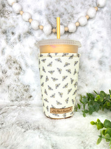 Baby Bees on Cream Coffee Cozy // Cup Cozy
