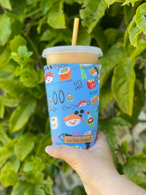 Sushi on Blue Coffee Cozy // Cup Cozy