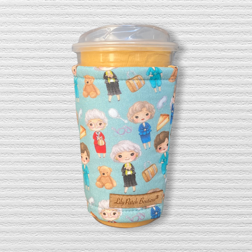 Golden Girls on Blue Coffee Cozy // Cup Cozy