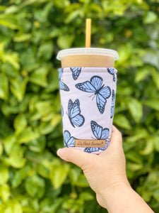 Blue  Butterflies Coffee Cozy // Cup Cozy