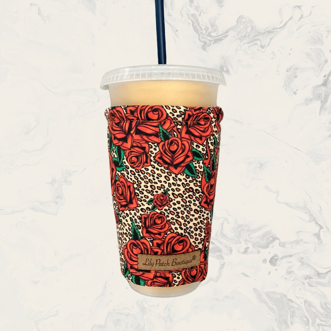 Leopard Roses Coffee Cozy // Cup Cozy