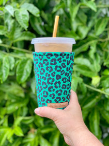 Green leopard Coffee Cozy // Cup Cozy
